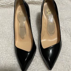 christian louboutin corneille 85mm patent black heels